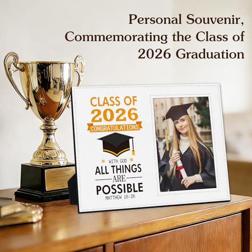Image of FLYAB Inspirational Graduation Picture Frame - Class of 2026 Picture Frame Motivational Graduation Photo Frame for Her Him High School College Graduation Gifts for Women Men Girls Daughter Son
