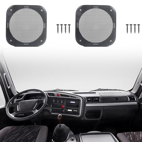 Xiciki 2 Stück Auto Lautsprechergitter 4 Zoll Schwarz, Lautsprecher Gitter Quadratisch 109x104mm mit Stahlgitter, Universelle Lautsprecherschutzabdeckung für Auto Audio