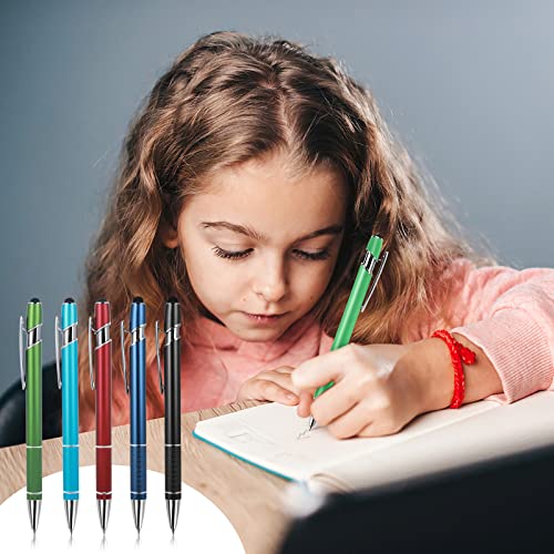 Tiesome 5 Pieces Ballpoint Pen With Stylus Tip, 2 In 1 Stylus Pens Stylish Pen, 0.5 Mm Black Ink Retractable Ballpoint Pen, Metal Stylus Pen For Touch Screens School Office Gift Supplies #TOP5