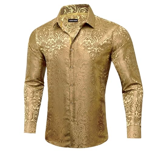 Barry.Wang Mens Casual Long Sleeve Shirts Silk Button Up Novelty Paisley Formal Dress Shirt Western Mexico Cowboy3