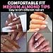 UNA GELLA Almond Nail Tips 216pcs Medium Almond Press on Nails Pre-shape Gel Fake Nails for Full Cover Acrylic French False Nails For Nail Extension, DIY Salon 12 Sizes Gelly Tips