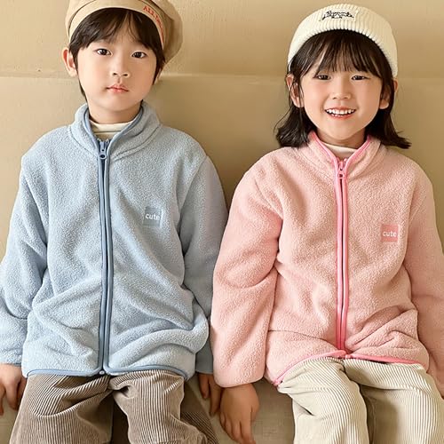 Toddler Fleece Jacket Kids Lightweight Outerwear Boys Girls Solid Color Long Sleeve Fall Spring Coat2