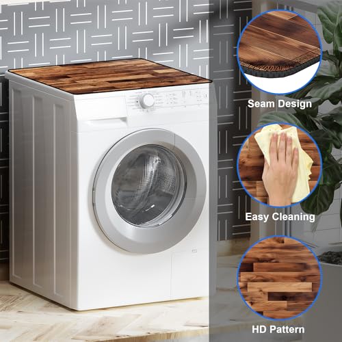 Image of Non-Slip Washer & Dryer Top Cover Mat Dust-Proof Protective Pad with Absorbent Surface & Rubber Backing, Waterproof & Heat Resistant Laundry Room Decor (Wood grain, 23.6 inch x 19.7 inch)