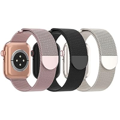 STEEZRD 3 Pack Mesh Metal Apple Watch Bands, 38mm-45mm, Stainless Steel Magnetic Loop Band Replacement for Ultra 2 iWatch Series 9/8/SE/7/6/5/4/3/2/1
