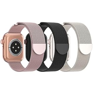 3 Pack Mesh Metal Band Compatible with Apple Watch Band 38mm 40mm 41mm 42mm 44mm 45mm 46mm 49mm, Stainless Steel Magnetic Loop Strap for iWatch Ultra/2 Series 10/9/8/SE/7/6/5/4/3/2/1 Men Women