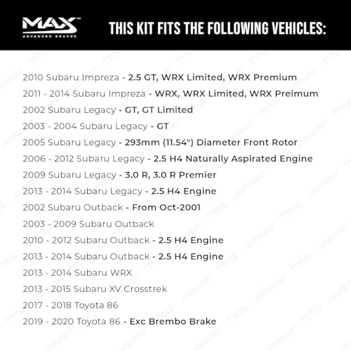 Image of Max Advanced Brakes StyleMAX+ Front Brake Kit | Fits 2003-2018 Subaru Forester; 2002-2014 Outback | Brake & Rotor Kit for Daily Performance | Cross-Drilled Rotors & Ceramic Brake Pads