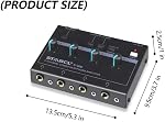 4 Channel Headphone Amplifier, Stereo/Mono Headphone Amp Splitter with 3.5mm,6.35mm,RCA Input. Four 3.5mm and 6.35mm Output. Studio Headphone Amplifier Mixer for Recording