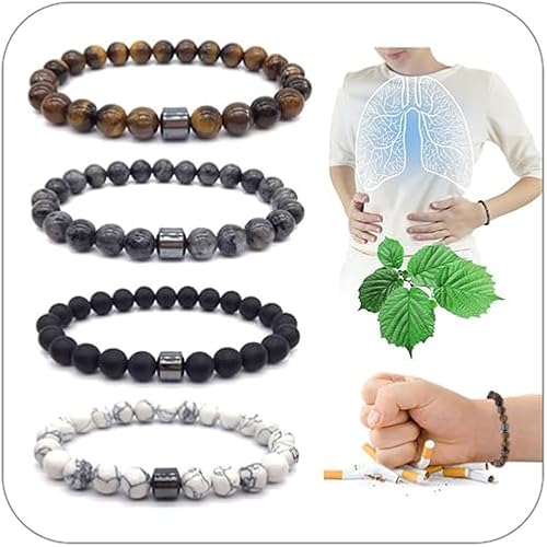 Long tiantian Pulsera de hematita negra con cuentas de piedra elástica de energía, pulsera elástica de hematita de cristal natural, pulsera de