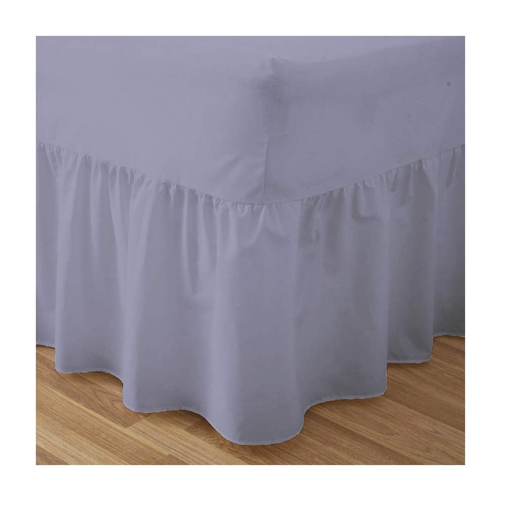 Fitted Valance Sheets King Size Kingsize Bed Sheets Dyed 9.5 '' deep Plain Poly Cotton Bedding 11'' Frilly Drop, Grey