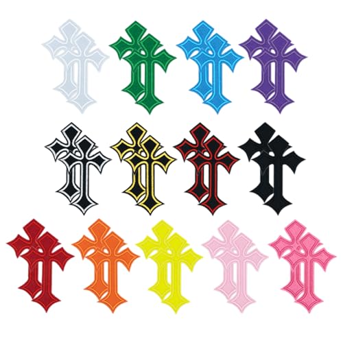 QIYUDA 26 PCS Cross Patches Iron on, DIY Chrome Hearts Patches for Clothing Jeans Hats Backpacks Jackets Shirts
