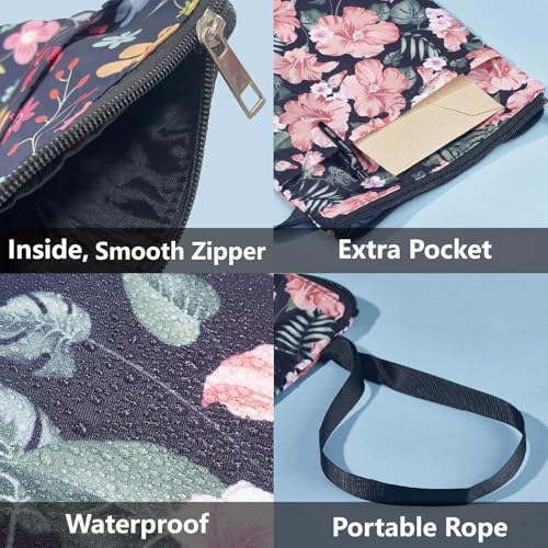 CRASPIRE Clover Book Covers Plant Leaf Book Protector Book Sleeve for Paperbacks Washable Fabric Cloth Book Cover with Zipper and Extra Sleeve Pocket for Book Lovers Classmate Gifts - Image 4