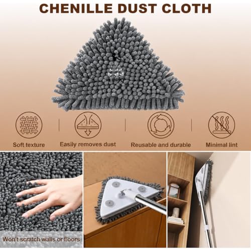 Image of 360 Rotating Triangle Mop with Adjustable Long Handle, Microfiber Flat Mop for Floor, Wall & Corner Cleaning, Easy Squeeze Cleaner for Home & Kitchen