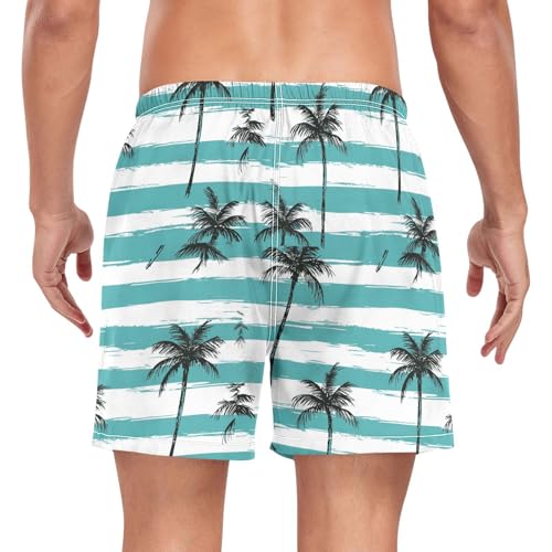 Palm Tree Summer Beach Blue Mens Swimming Shorts Mens Lined Board Swimming Shorts with Liner Quick Dry Elastic S2
