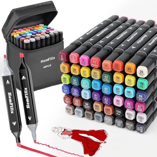 HomFilix 48-Color Alcohol Markers for Artists - $14.99