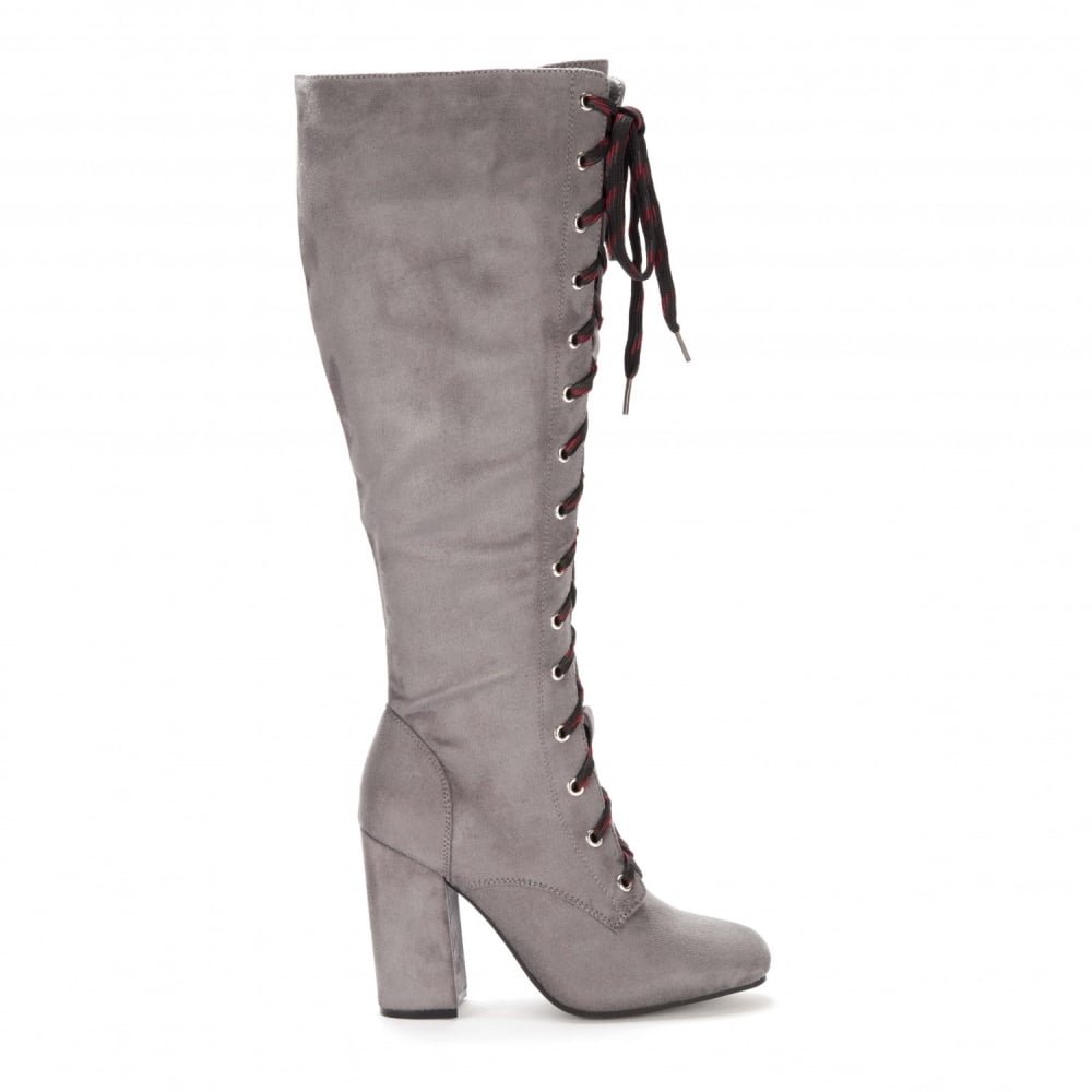 OnlineshoeWomen's Tall Knee High Block Heel Fully Laced Boot