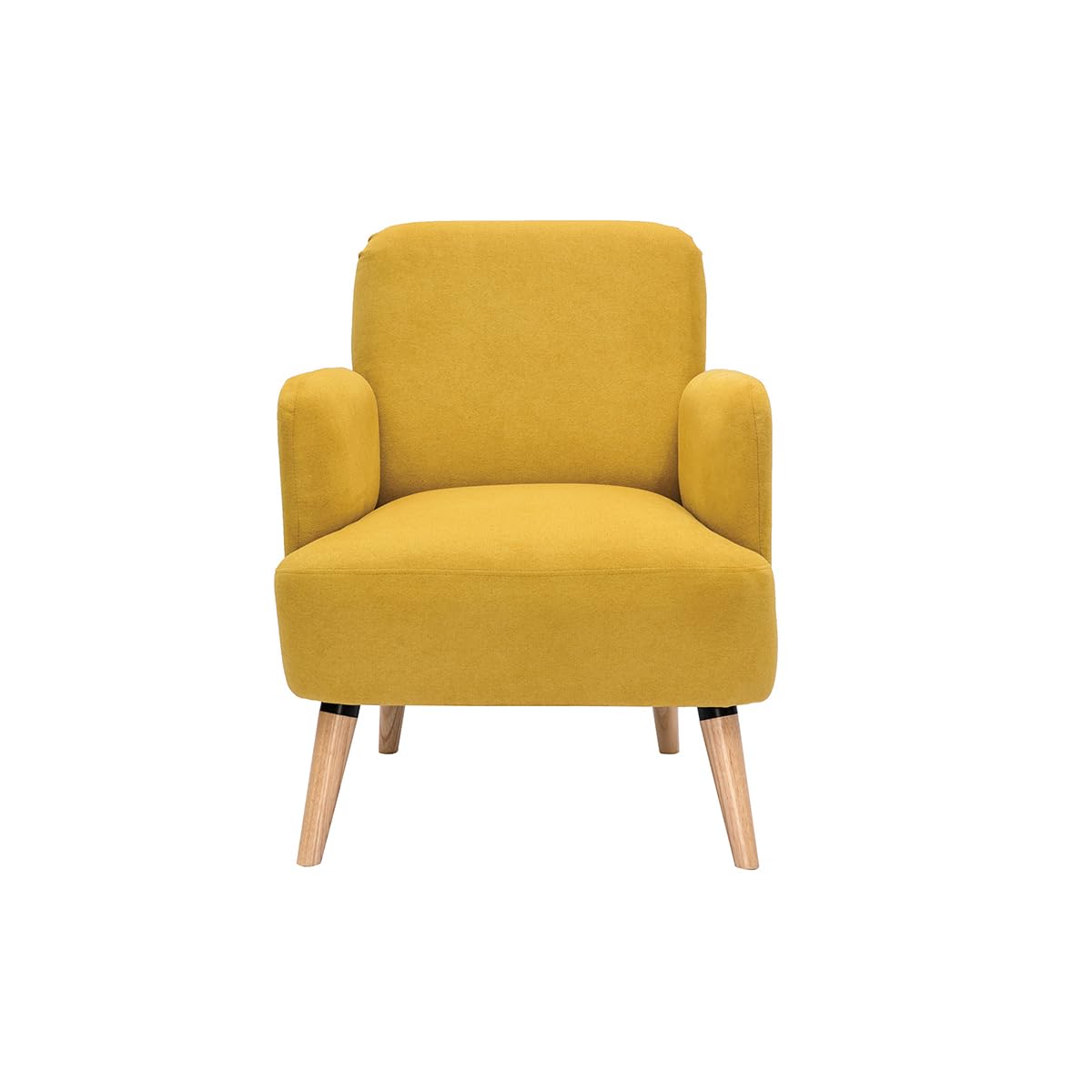 Miliboo Fauteuil scandinave en Tissu Effet Velours Jaune Moutarde et Bois Clair ISKO