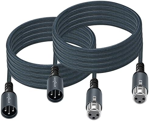 Twozoh XLR Male to Female Audio Cable 0.3M 2 Pack, Braided Balanced 3Pin XLR Microphone Cable (Professional/HIFI)