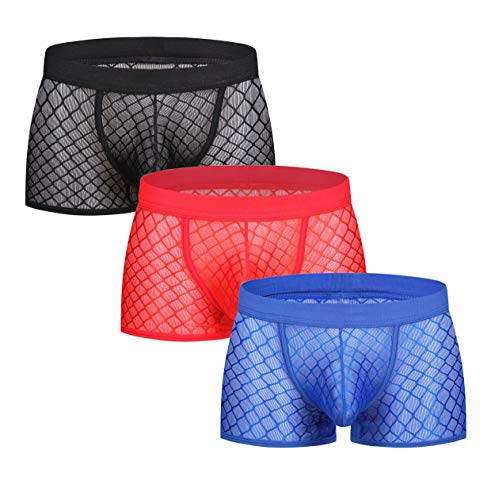 Men's Comfortable Sheer Sexy See-Through 3-Pack Boxer Briefs