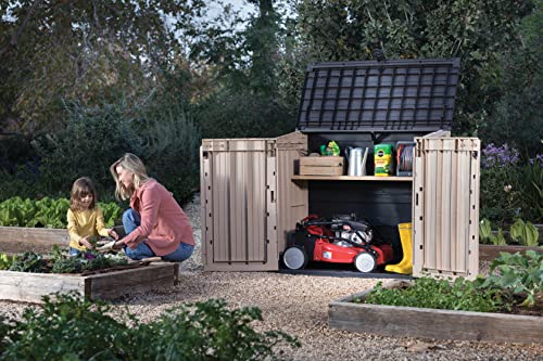 Keter Store-It Out Midi - Hangar de rangement de jardin en plastique pour l'extérieur, beige et brun, 130 x 74 x 21 cm – Image 4