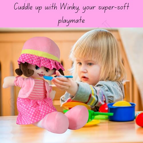 Image of Fun4you Assorted Winkey Soft Doll for Kids (80 cm) Cute Plush Toy for Girls & Boys | Large Cuddly Companion, Adorable Soft Stuffed Toy Doll for Girls, Big Size Birthday Gift for Toddlers (Pink)