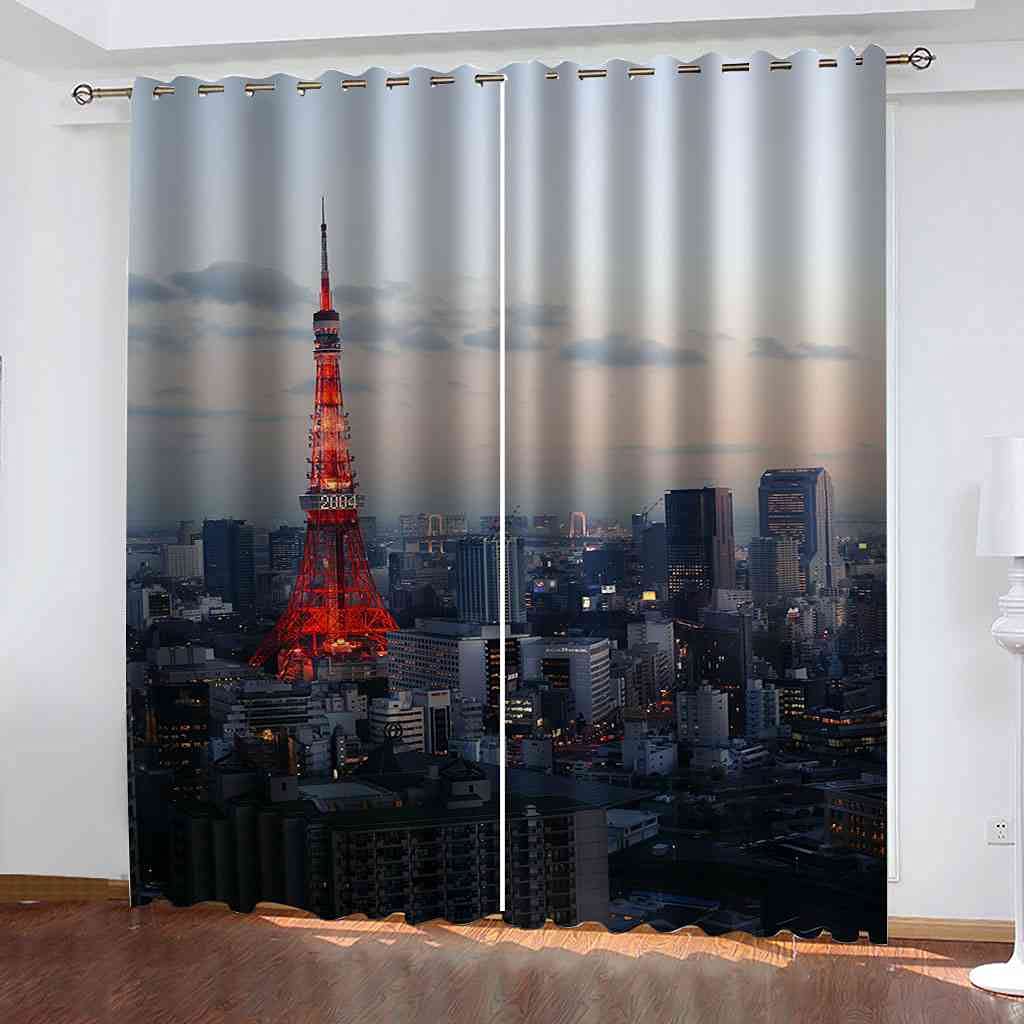 Rideaux occultants enfant 3D paysage de ville isolant 264x242 cm