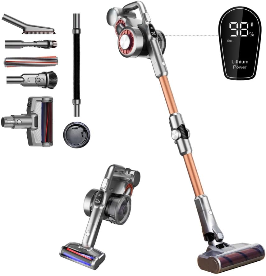 H9 Pro Cordless Vacuum Cleaner, Muliti-surface Flexible HEPA Stick Vacuum, Removable Battery, 600W, 25Kpa, 80 Min Runtime, Motorised Tool, Stretch Hose, Charging Station