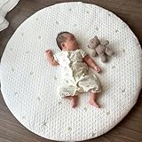 ERARE ベビーマット イブルマット イブル 洗える 厚手 コットン 円形 丸 100Rcm プレイマット サニーマット 赤ちゃん ベビー ラウンド お昼寝 キルティング おしゃれ 刺繍 ミモザ エラーレ ER-012