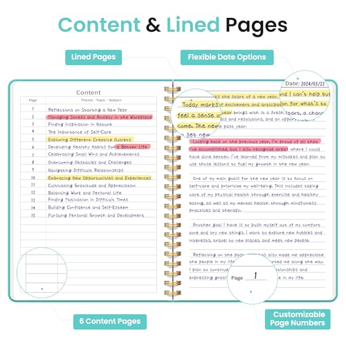 Image of Taja Lined Spiral Journal Notebook for Women & Men, 140 Pages, College Ruled Hardcover Notebook for Work & Note Taking, Journals for Writing, A5(5.7 inch x 7.9 inch) - Aquamarine