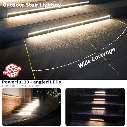 SHONELIGHTING Solar Step Lights Outside, 33 Focused LEDs, Stair Light, 8PK - image 6