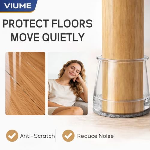 Chair Leg Floor Protectors 24PCS Furniture Sliders for Hardwood Floors, Silicone Chair Leg Protectors for Protecting Floors from Scratches and Noise, Small-Clear - View 4