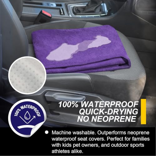 Image of Back Seat Cover for Car Trucks Van SUV,Waterproof Rear Bench Towel Seat Covers for Dogs and Kids,Automotive Backseat Protector (Purple)