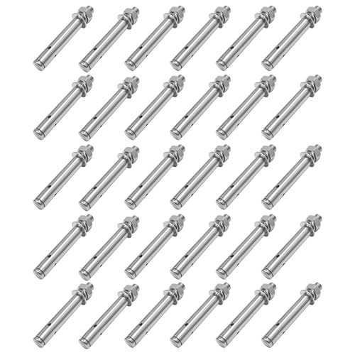 YKUKIZEE 30 PCS Anchor Bolts M8x80mm, Hex Nut Expansion Bolt Heavy Duty, 304 Stainless Steel Concrete Bolts Screws Sleeve for Brick Masonry Wall Fixings