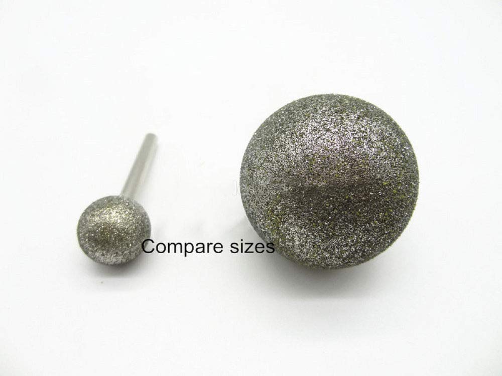 1 punta diamantata grossa da 10 mm, testa sferica montata per pietra, metallo, frese a sfera (gambo 6 mm/8 mm)