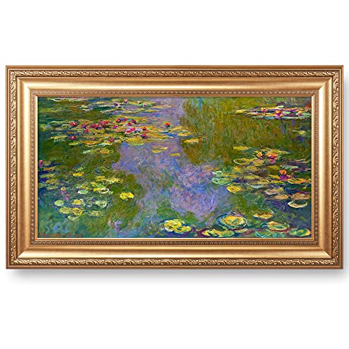 Water Lilies by Claude Monet The World Classic Art Reproductions,Framed Art for HomeDecor,Image Size:30x16 inches Width Gold Embossing Framed Size:36x22 inchs