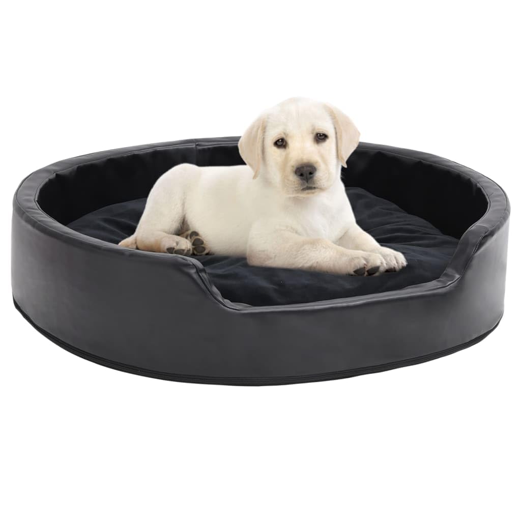 vidaXL Hundebett Schwarz 79x70x19cm Plüsch Kunstleder Hundesofa Hundekissen