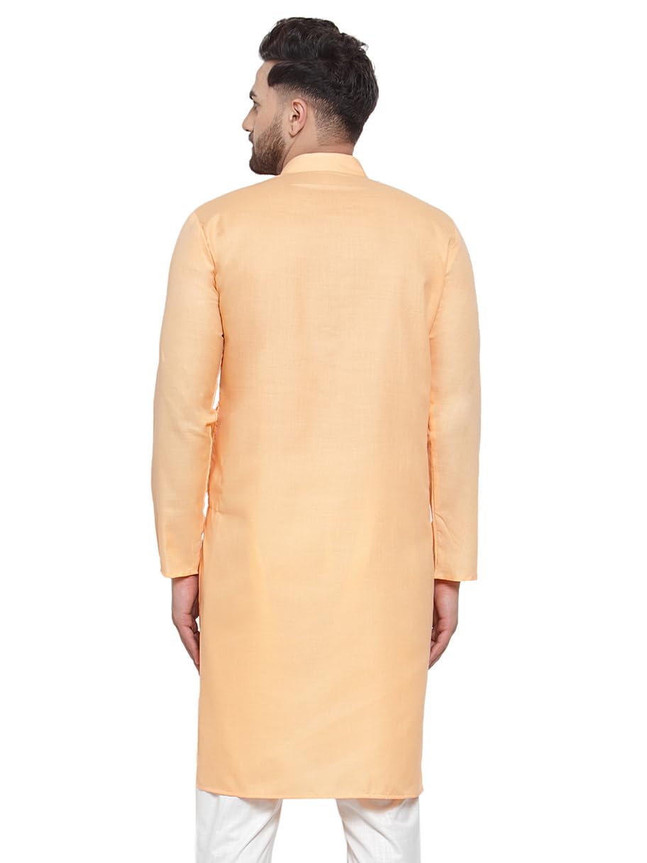 Jompers Men's Cotton Solid Kurtas (Orange, M)
