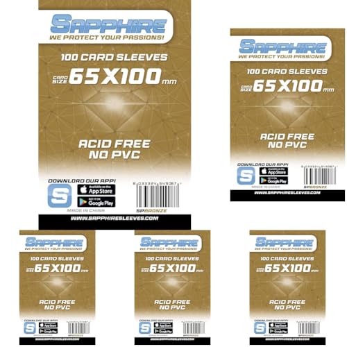 100 Sleeves Sapphire 7 WONDERS 65x100 Bustine Protettive x Giochi da Tavolo (Confezione da 5)