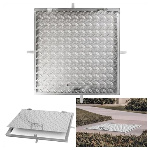 STREND PRO Schachtabdeckung 60x60 cm - 3mm Metall Schachtdeckel 600x600 | Begehbar, UV-beständig, Abschließbar | Robuste Riffelblech-Oberfläche, Verzinkte Kanalabdeckung, Deckel mit Rahmen