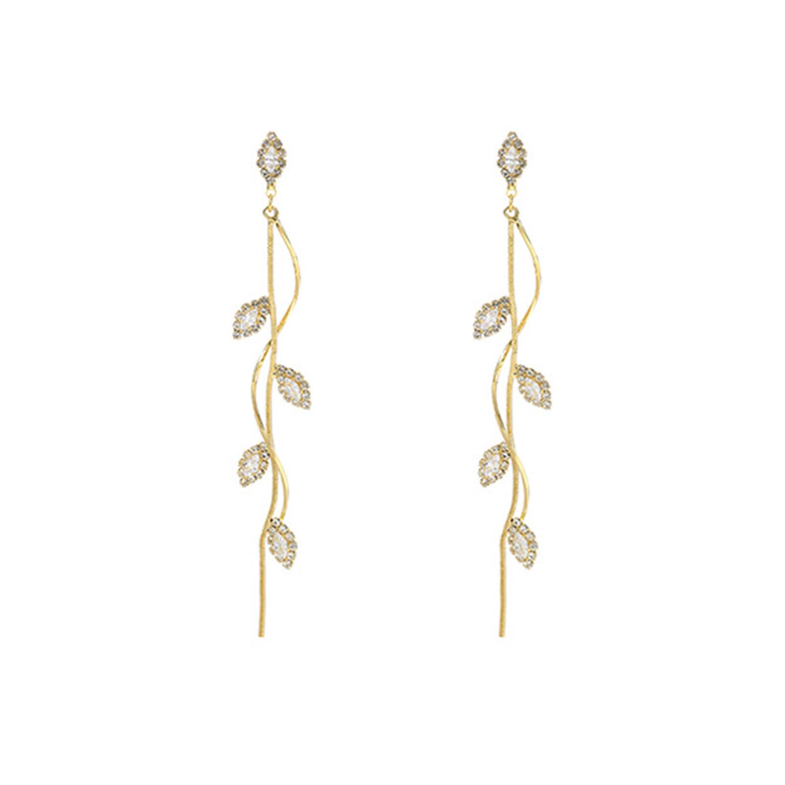 Crystal Wedding Earrings for Bridal Bridesmaid,Bride Drop Earrings Gold Chandelier Dangle Earrings for Women,Cubic Zirconia Rhinestone Dangling Earrings Prom Party Jewelry Gifts