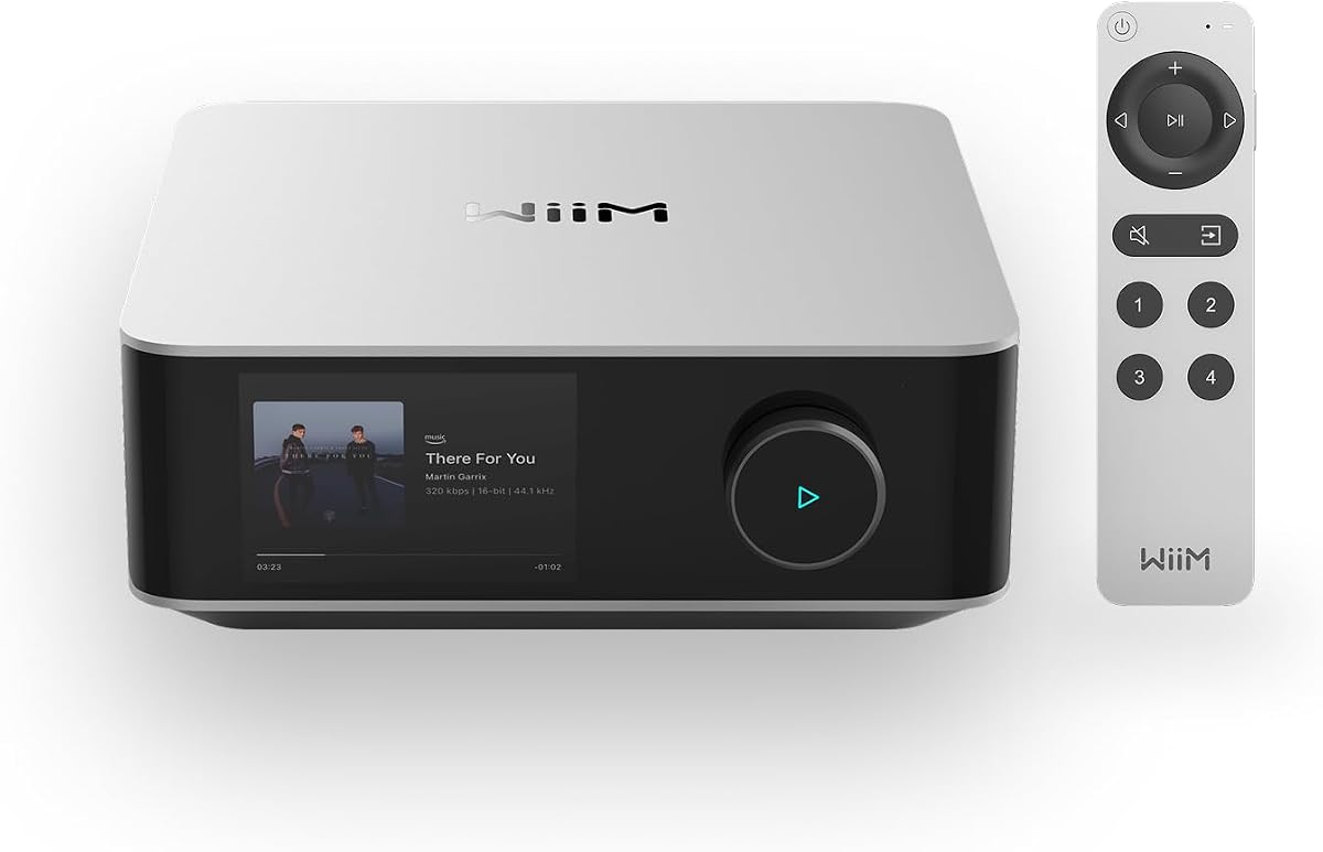 WiiM Amp Ultra Stereo Streaming Amplifier, HDMI ARC & RoomFit, Silver | Upgrade Passive Speakers with 100W/ch at 8Ω, Hi-Res Sound, Touchscreen Control, RoomFit Correction, and Multi-room Audio
