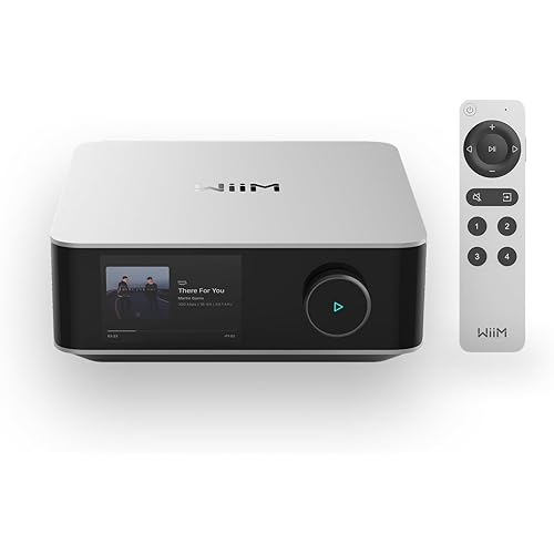 WiiM Amp Ultra with Voice Remote 2 | 100W Streaming Amplifier with Premium ESS ES9039Q2M DAC & Dual TI TPA3255 Amps | Built-in RoomFit EQ & Touchscreen | HDMI ARC, Optical, RCA Inputs | Silver