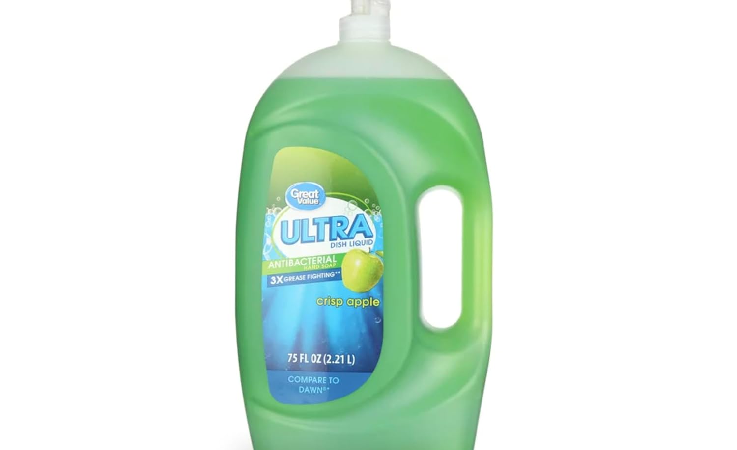 Great Value Ultra Concentrated Dishwashing Liquid Soap Detergent Crisp Apple Scent - 90 ounce Bottle Pack of 1
