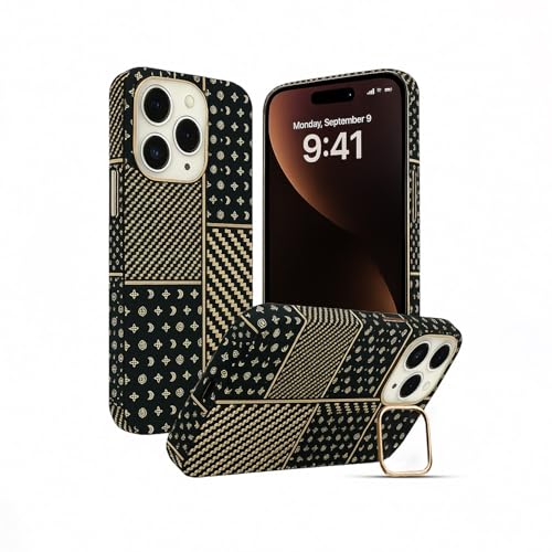 Image of AIBEX Aramid Fiber Mag-Saf Case Compatible for iPhone 16 Pro Max | Slim Protective Back Cover with Built-in Magnets | Wireless Charging Support | Camera Ring Stand | Shockproof with Air Guard Corners
