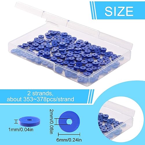 SUNNYCLUE 2 Strands 700Pcs+ Blue Clay Bead Heishi Beads 6mm Polymer Clay Bulk Summer Ocean Heishi Disc Spacer Loose for Jewellery Making DIY Bracelets Necklace Craft Supplies - Image 2