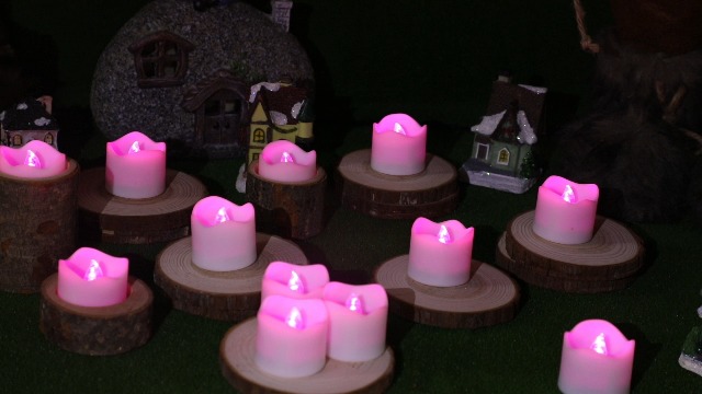 Image of Topstone Remote Control Flameless LED Votive Candles with Timer, CR2450 Battery Powered, Electric Tea Lights for Seasonal and Festival Decoration, Pink Light, 12 pcs