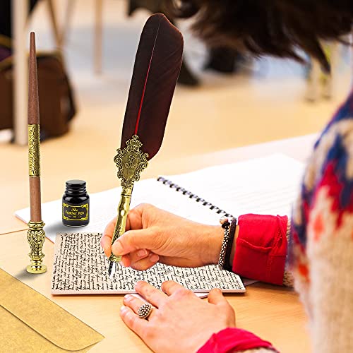 Calligraphy Set For Beginners, Calligraphy Pens For Beginners, Calligraphy Pen Set, Calligraphy Kit For Beginners, Feather Pen, Quill Pen, Quill And Ink Set, Wooden Feather Pen With Wax Stamp Set #TOP6