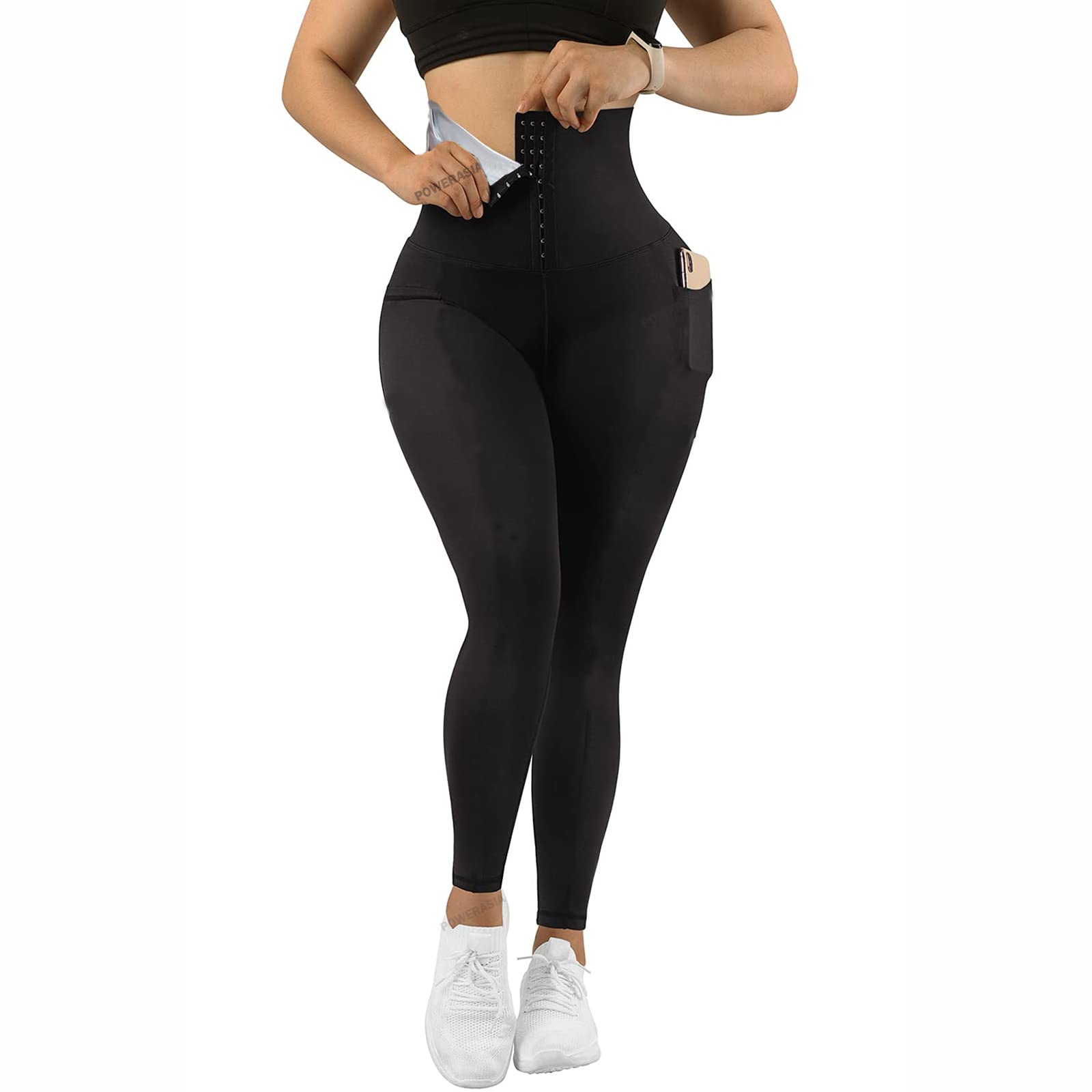 POWERASIA Sauna Leggings for Women Sweat Pants High Waist Compression Slimming Hot Thermo Workout Training Capris Body Shaper