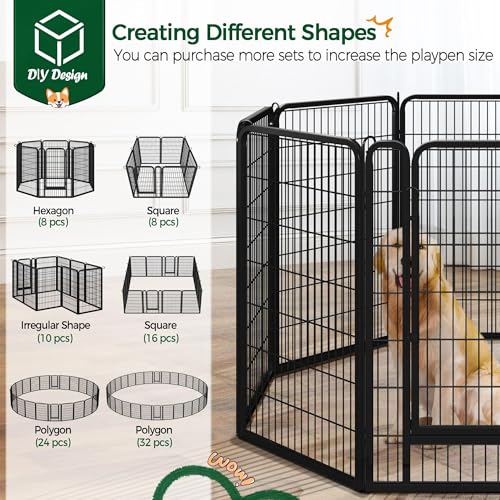 Yaheetech Dog Playpen Outdoor, 40 inch 32 Panels Dog Pen Indoor Heavy Duty Puppy Exercise Pen Metal Pet Fence for RV Camping/Yard/Garden