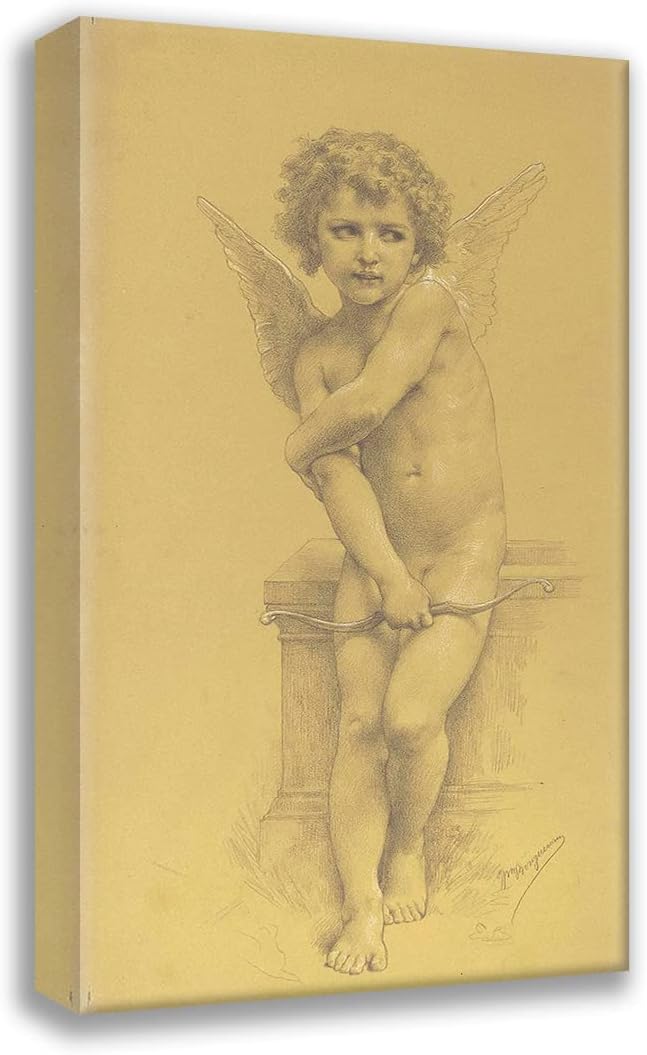 ArtDirect William Bouguereau 12x18 Gold Ornate Frame and Double Matted Museum Art Print Titled: Cupid and His Bow