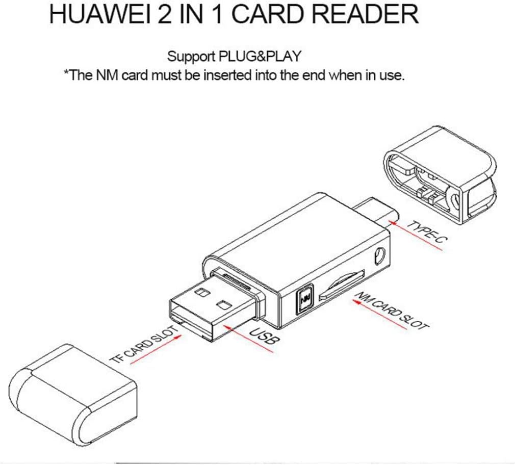 ChenYang Nano Memory Card & TF Micro SD Card to USB C & USB 2.0 Card Reader Adapter Plug & Play